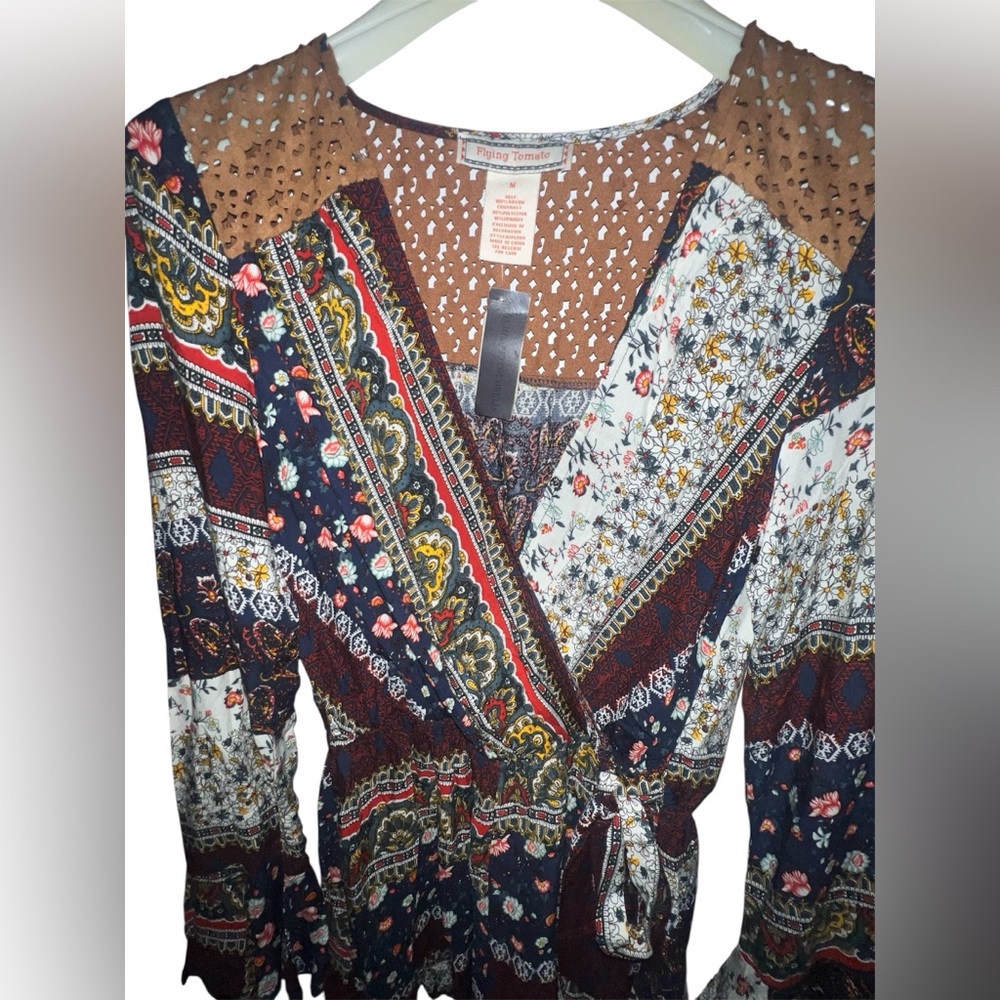 Flying Tomato Multicolor Patchwork Blouse - Picture 3 of 3
